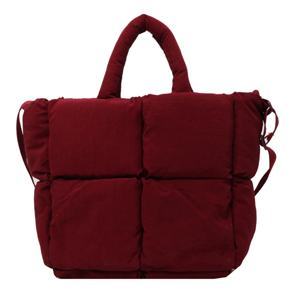 Sacola de nuvem para mulheres, bolsa de ombro puffer de grande capacidade, cor sólida, bolsa de compras simples, alça ajustável