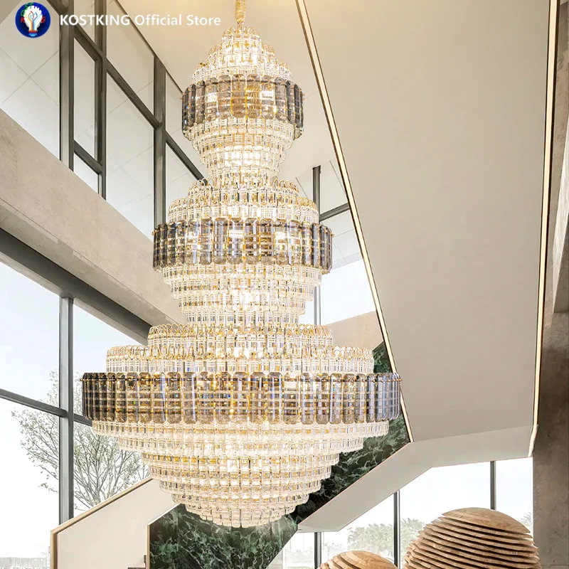 European Duplex Chandelier Luxury Hotel Lobby Loft Crystal Light Creative Personality Villa Living Room Stairwell Big Hanging