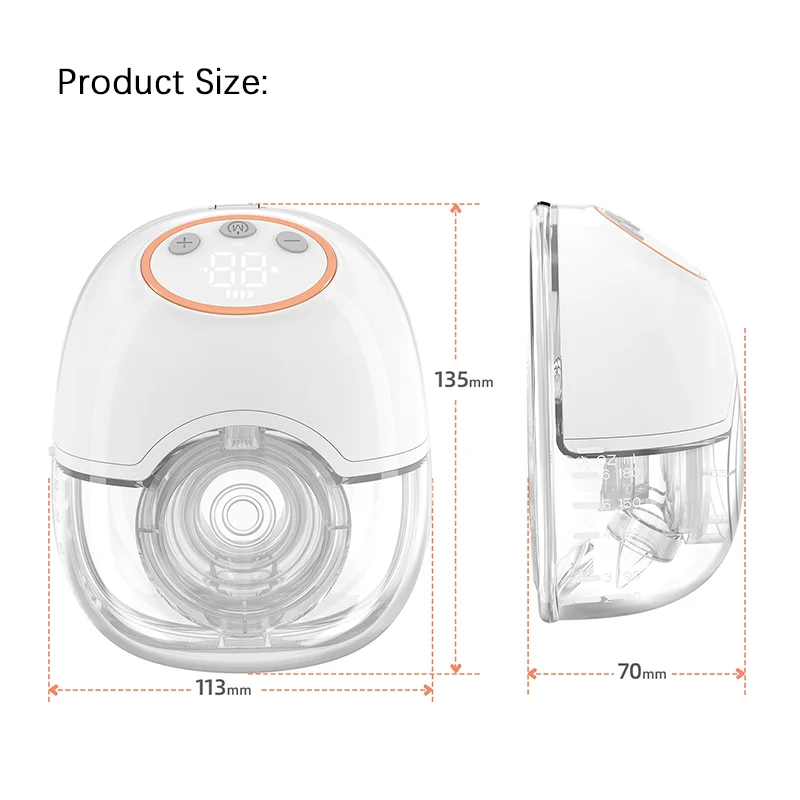 Wearable Breast Pump Super silent hands-free electric Breast pump Comfortable breast milk collection with 24mm flange, 4 modes 1