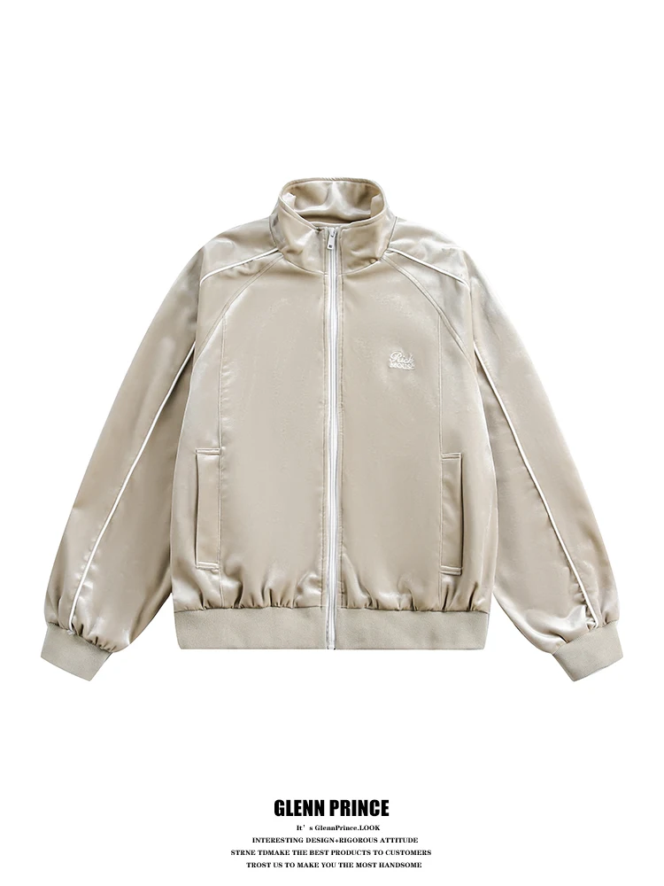 

Мужская спортивная куртка из вельвета с отражающими полосами, воротником-стойкой, в американском хип-хоп стиле, весенняя, модная, свободного кроя