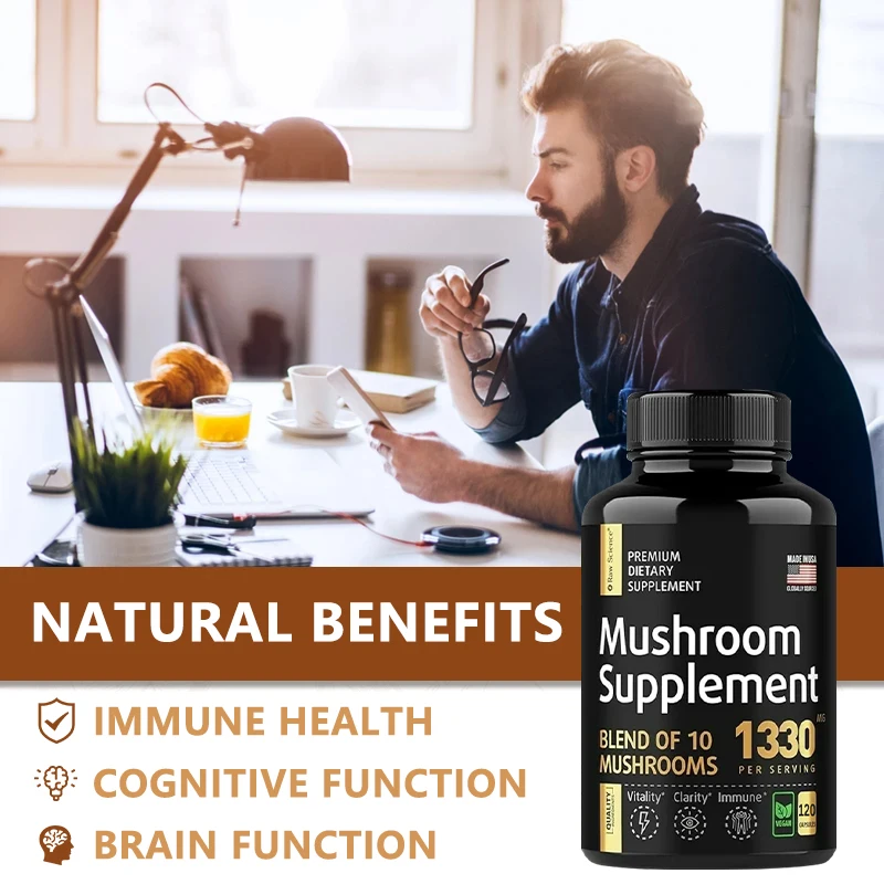 Nootropic Mushroom Complex with Chaga Extract and Cordyceps To Boost Brain and Focus - Boost Immunity