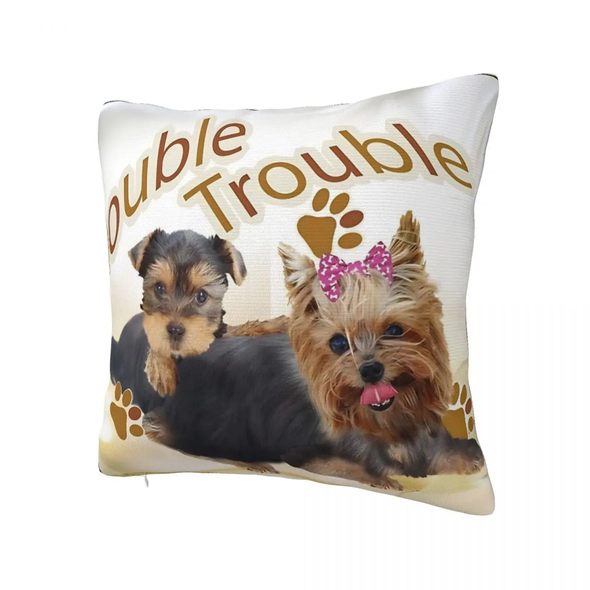 Double Trouble Yorkshire Terrier Pets Pillowcase  Printing Cushion Cover Decorations Yorkie Pillow Case Cover Home Square 40X40