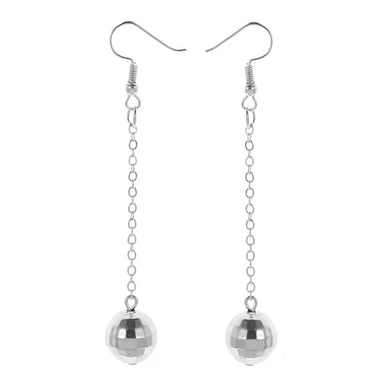 1Pair Fishon Mirror Dangle Earrings 3D Light Reflective Rotating Disco Ball For Women Birthday Part Gift