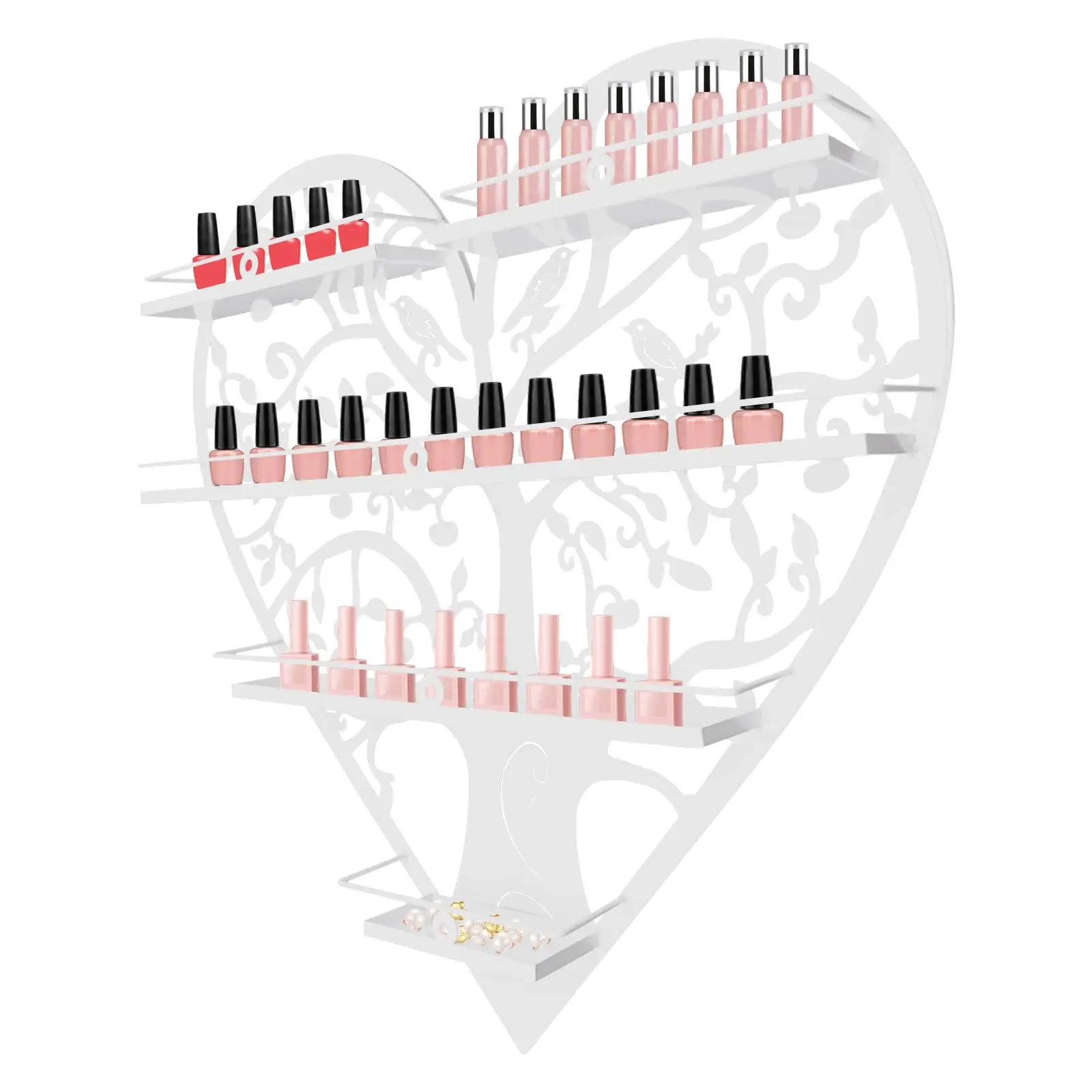 

Metal Nail Polish Storage Rack, Wall Mounted Cosmetic Display Case, Lipstick Shelf, Essential Oil Organizer for Bottles, Spa Nai