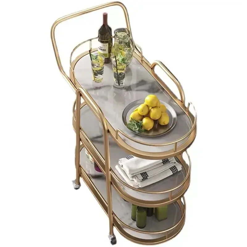 Mobile Small Coffee Table Carts Dining Cart European Tea Truck High-end Beauty Cart Wine Simple Hotel Kitchen Islands Trolleys