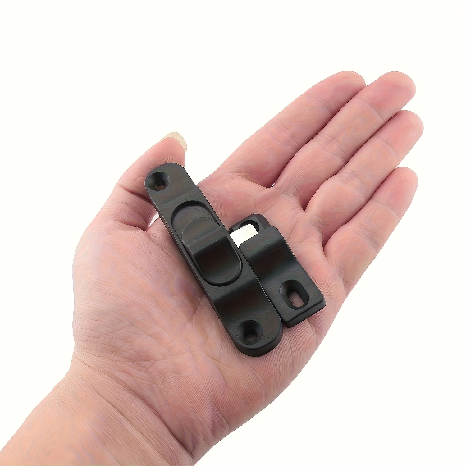Black Heavy-Duty Folding Trackless Screen Door Lock - Heavy-Duty Anti-Mosquito Safety Hook Latch, Keyless Entry/Exit Lock