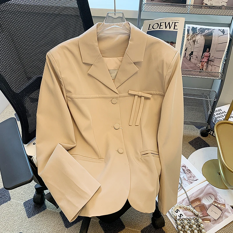 

Женское шерстяное однобортное пальто, модное офисное Свободное пальто в корейском ретро-стиле с карманами, Осень-зима 2024