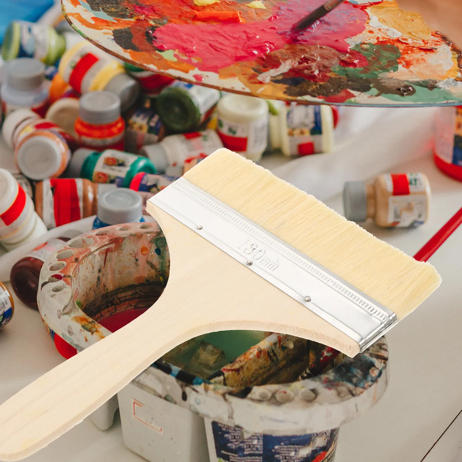 

Набор из 2 больших кистей для покраски с деревянной ручкой и мягким флисовым ворсом, идеально подходят для покраски стен, уборки, ремонта дома и интерьеров