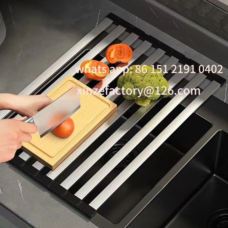 

Customizable Stainless Steel Kitchen Sink Drain Rack Foldable Dish Drainer Rack Sink Bowl and Dish Storage