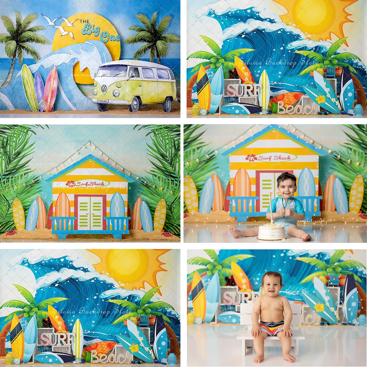 

Longboard Surfer Baby Photo Background Summer Beach Birthday Cake Smash Photography Backdrop Kids Portrait Photo Studio Props