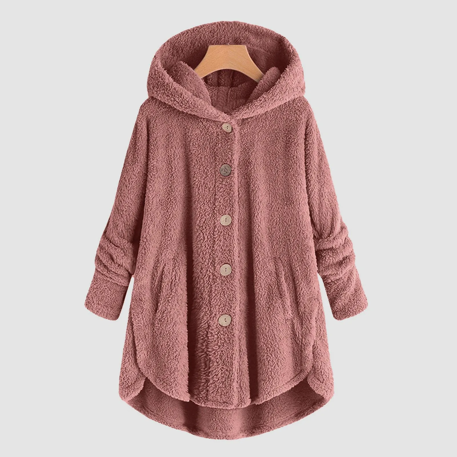 Abrigo con capucha para mujer, chaqueta elegante de lana, color negro, a la moda, para otoño e invierno, 2024