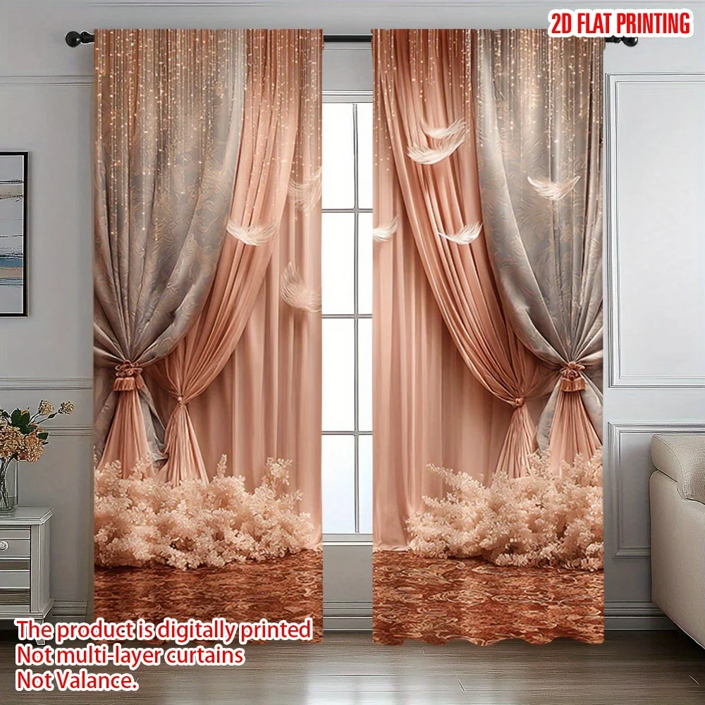 

2pcs Elegant Modern Minimalist Curtains with Rod Pocket – for Living Room, Bedroom & Office