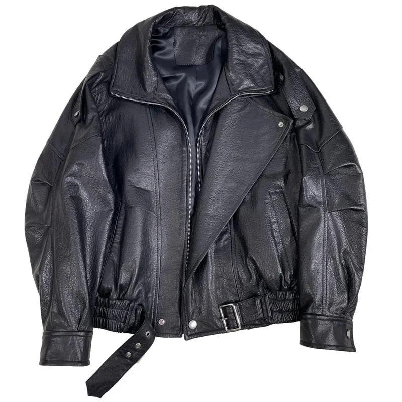 سترة جلدية ناعمة للنساء سترات منفوخة عتيقة معاطف لسائقي الدراجات النارية سترة واقية على الموضة الكورية ملابس خارجية للنساء