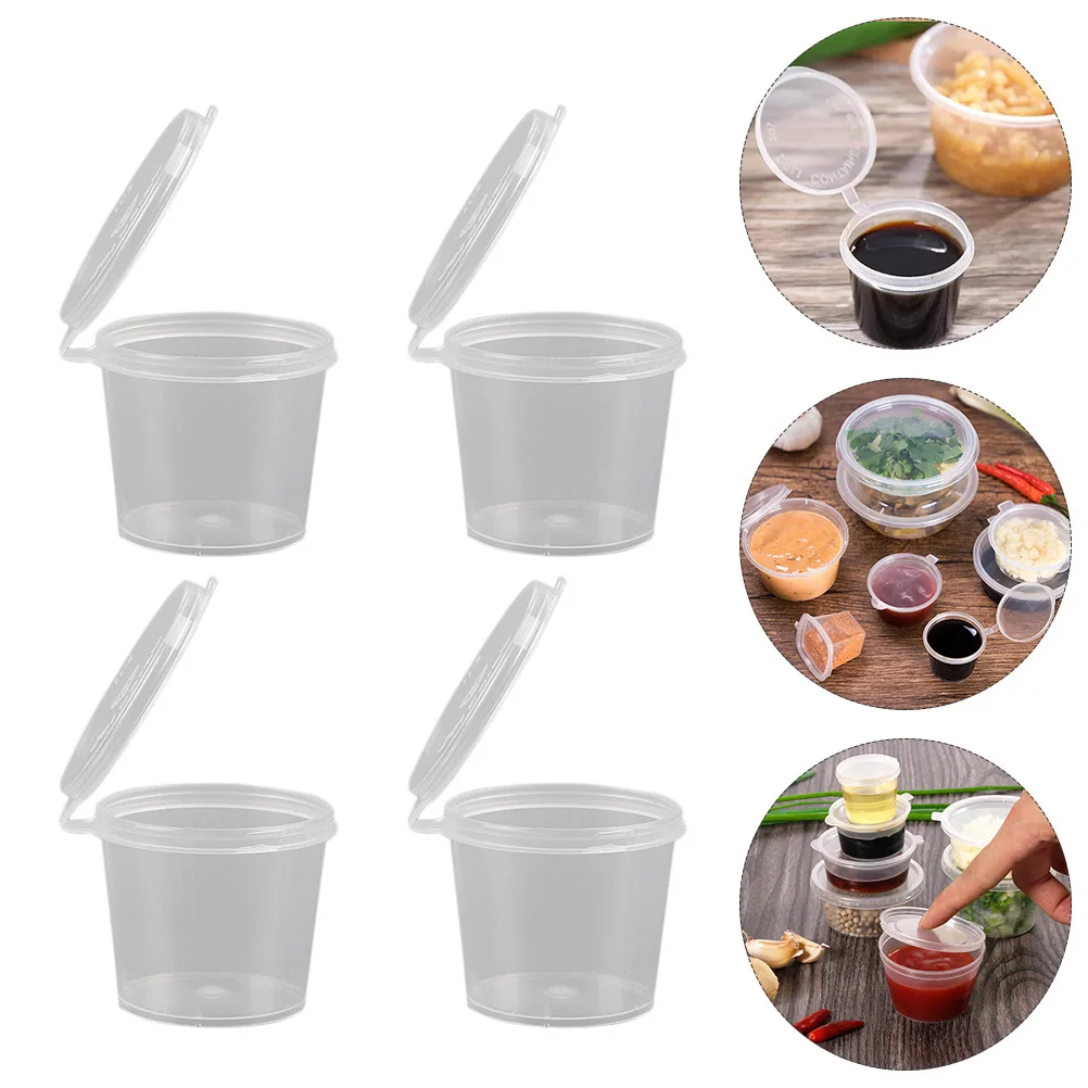 

200 pcs Portion Cups Clear Disposable Plastic Seasoning Sauce Containers For Salad Dressing Toppings Snacks Take Out Picnic