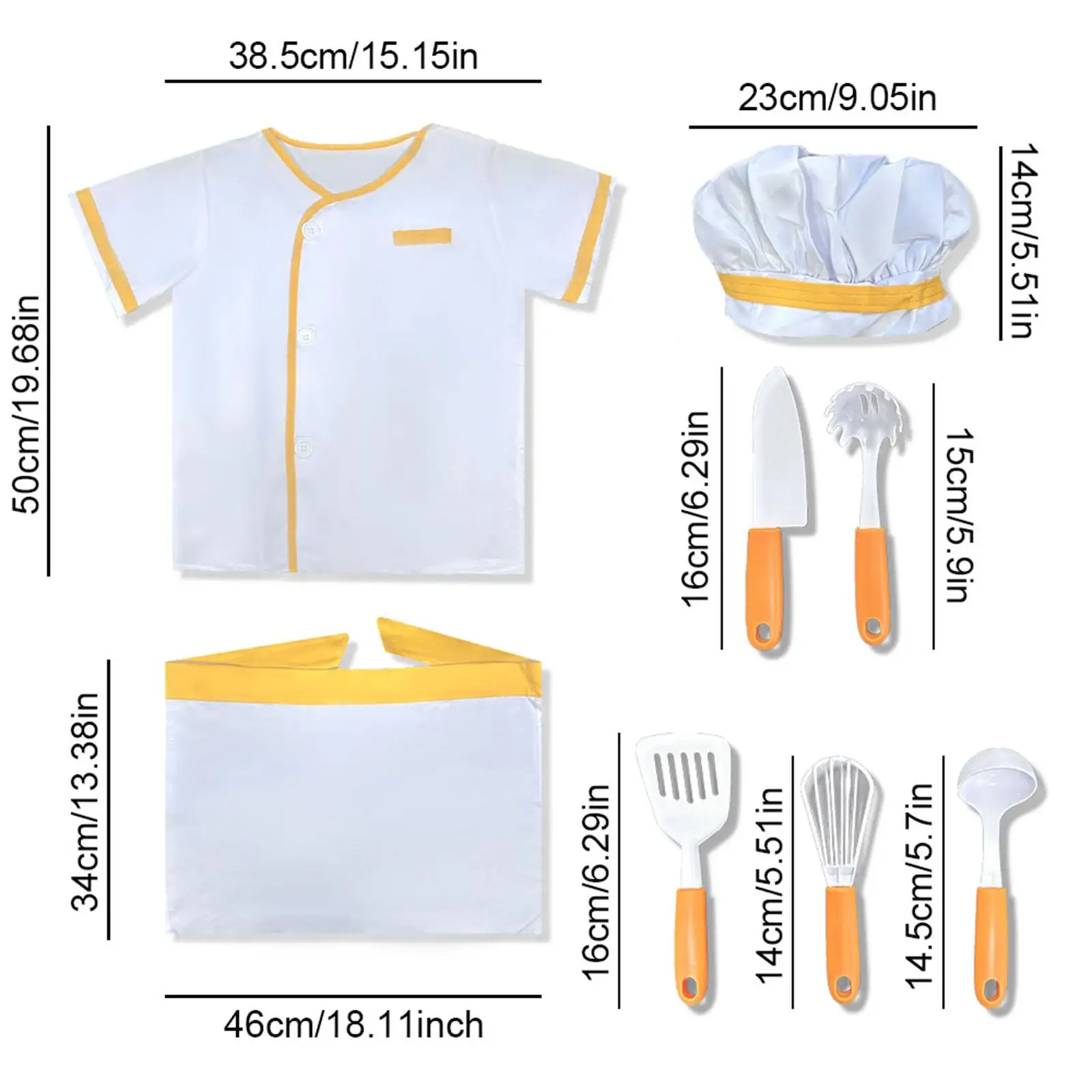 Children Chef Costume Party Favor Kitchen Playset for Boys Girls 3+ Year Old