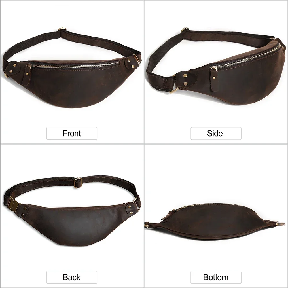 Men Waist Pack Genuine Cow Leather Fanny Packs for Men Vintage Phone Case Pouch Travel Male Chest Bag Crossed Men's Bags