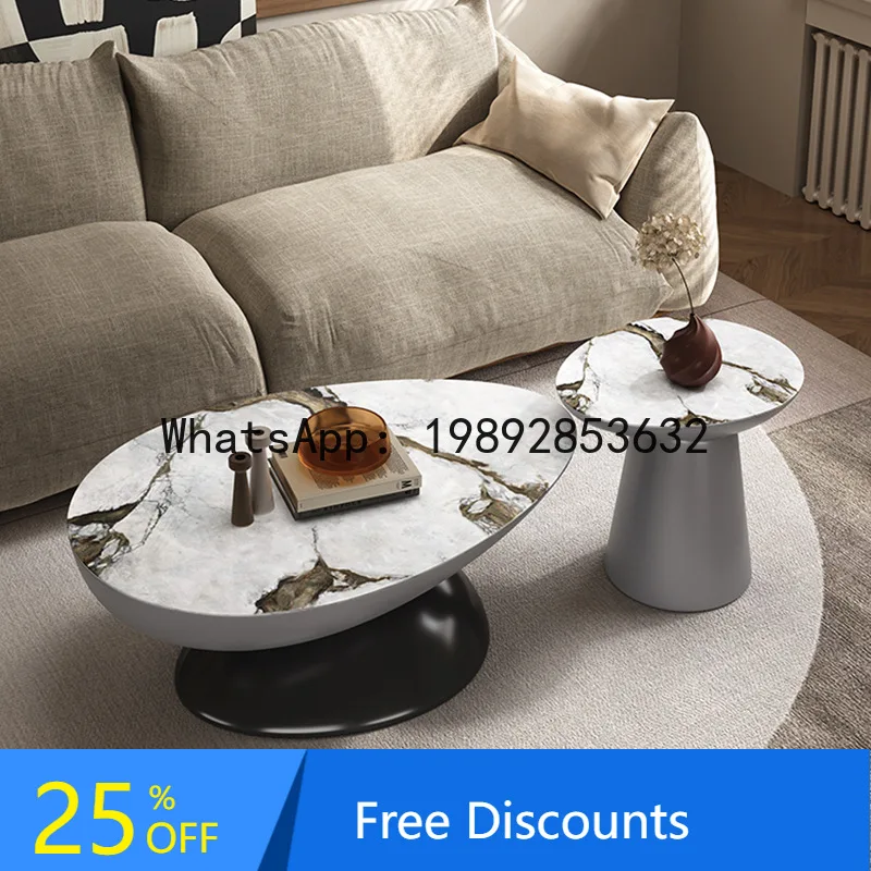 LYY Small Apartment Simple Living Room Coffee Table Home Italian Light Luxury Living Room Irregular PersonalityCoffee