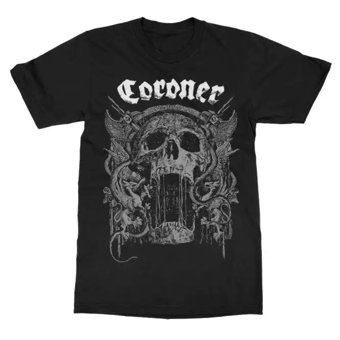 Coroner Skull Band T-Shirt 100% Cotton Graphic Tee Men Women Summer Streetwear Top