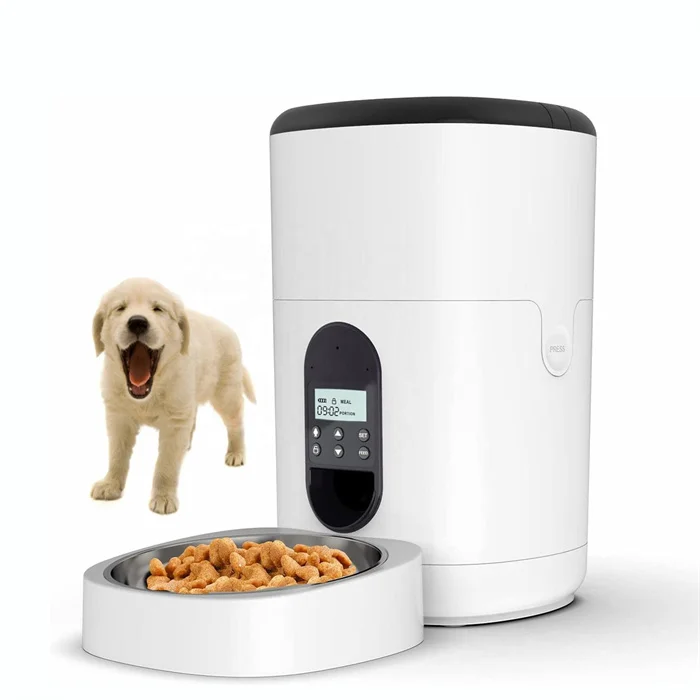 Smart Dog Food Dispenser for Cat Puppy Automatic with Stainless Steel Bowl App Control 10 Meal Plans per Day Plastic Material