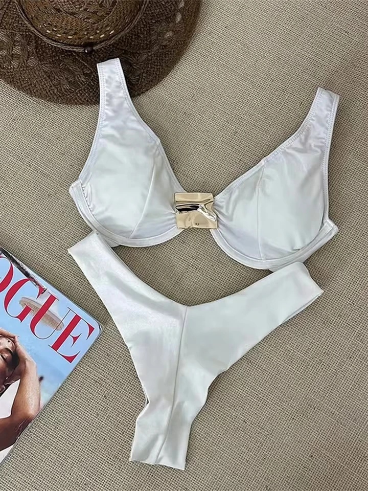 Vzvn Fashion Sexy Solid Beach Vacation Brazil Bikini Women Split Swimsuit Bikini 2026 New All Season Backless Bikini 2 Piece Set