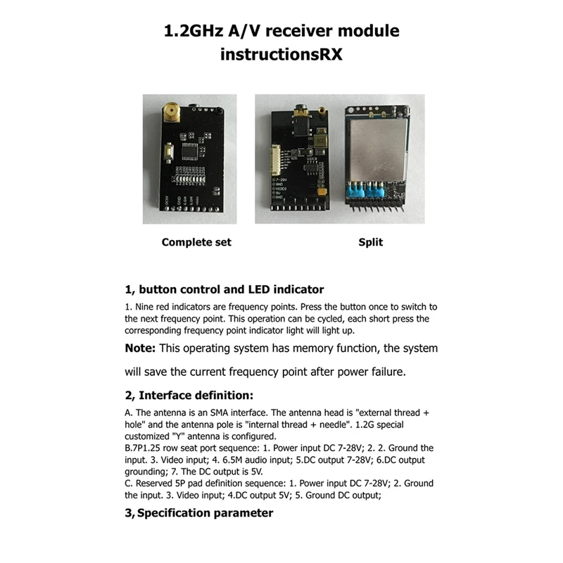 1.2G 1.3G Video Transmission Receiver Transmitter Kit VTX VRX 9 Channel For RC FPV Drone Aircraft Helicopter Model Parts