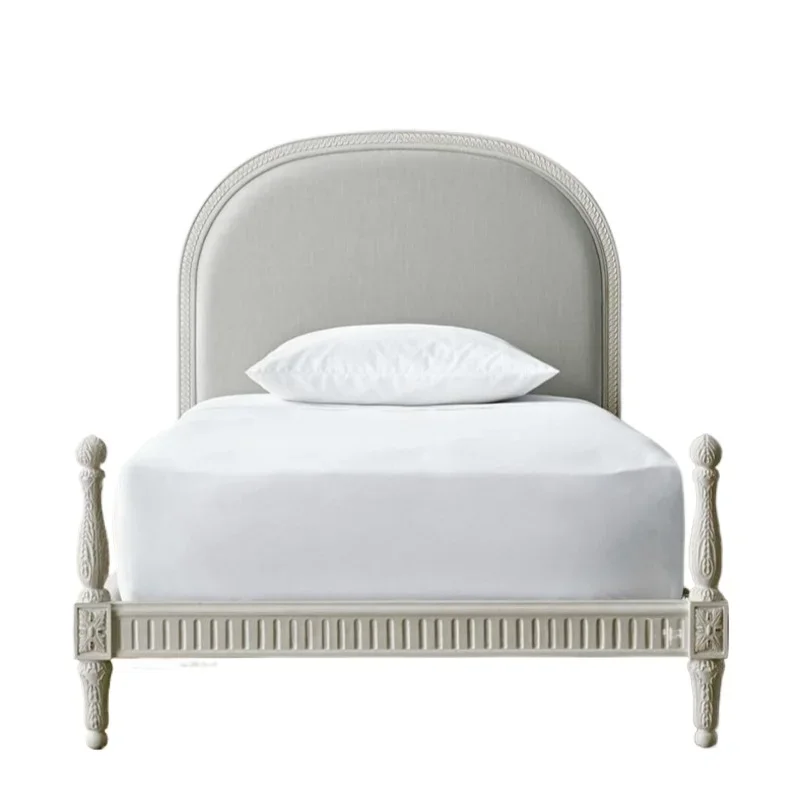 

French children's girl princess bed solid wood single bed American light luxury log European 1.2 meters small apartment