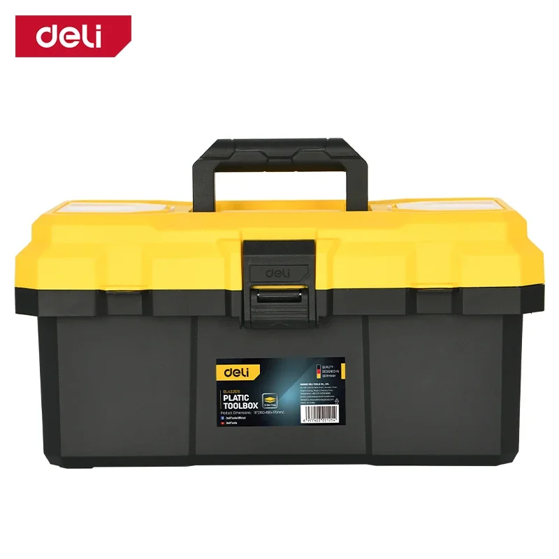 Deli 15 Inch Tool Box Black Plastic Thickened Combination Set Electrical Woodworking Household Electric Drill Tool Storage Box