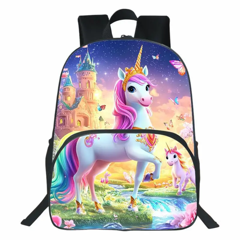 Unicorn Unicorn Round Front Bag for Primary, Secondary, and High School Students, backpacks for teenagers, DIY customization