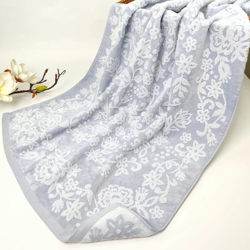 

Soft Pure Cotton Velvet Weave Floral Pattern Bath Towel Women's Country Vine Flower Sle Home Textile Towel/Robe