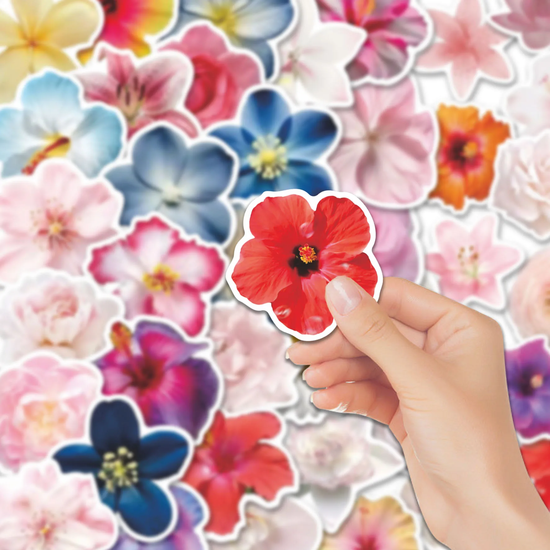 50pcs Gentle Floral Stickers Pack | Sweet Vinyl Decals with Soft Flower Graphics | for Phone, Luggage & Decor | for Plant Fans &