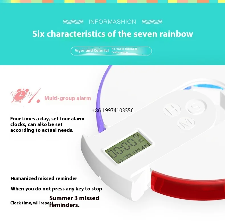 

Smart Reminder Function 2025 Wholesale Colorful Round Electronic Pill Box Portable
