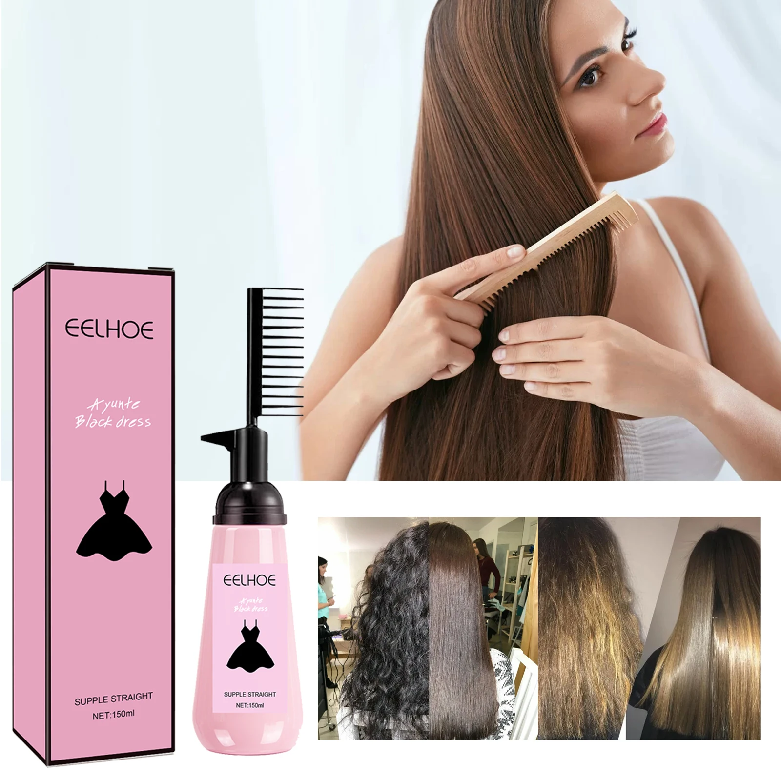 150ml Straightening Hair Care Cream With Hair Comb Straightening Cream for Smooth and Nourishing Hair for Dry Hair