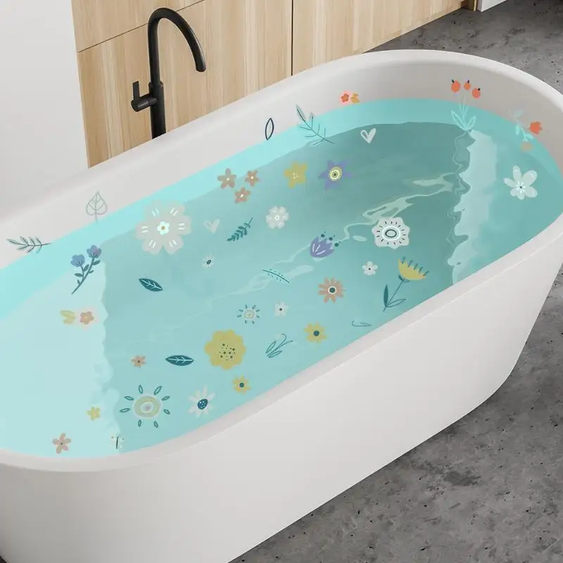 Floral Pattern Bathtub Appliques, Waterproof Non-slip Bathtub Sticker, Bathtub Wall Decals, Bathroom Toilet Decorative Adhesive
