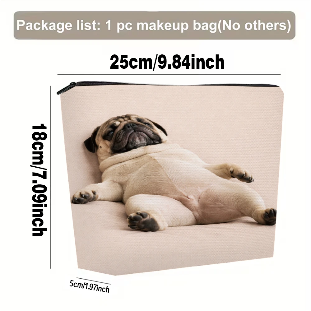Pug Sleeping On Back Makeup Bags for Girls Cosmetic Pouch Toiletry Bag Pencil Case Travel Storage