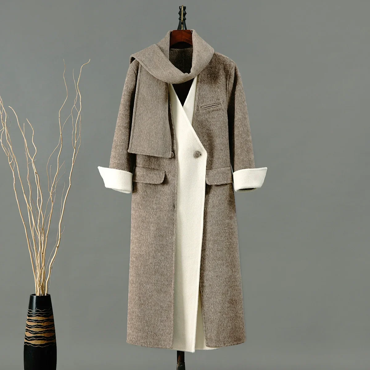 

Popular 2023 new double-sided wool coat women's long Korean version loose casual woolen coat in stock