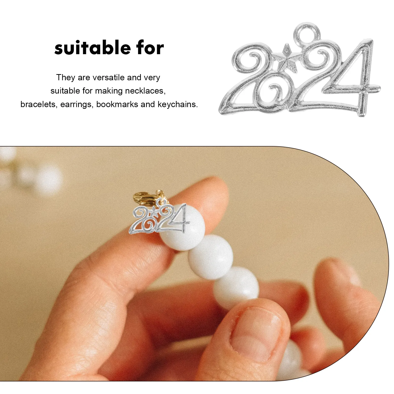 

50 шт. 2024 цифры подвески для DIY ожерелье браслет серьги яркая текстурированная поверхность принадлежности для изготовления ювелирных изделий