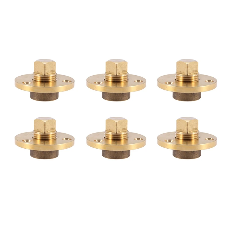 6X Brass Drain Plug Bronze Garboard Marine Boat Yacht Screw Drain Plug 1 Inch Mounting Hole Fishing