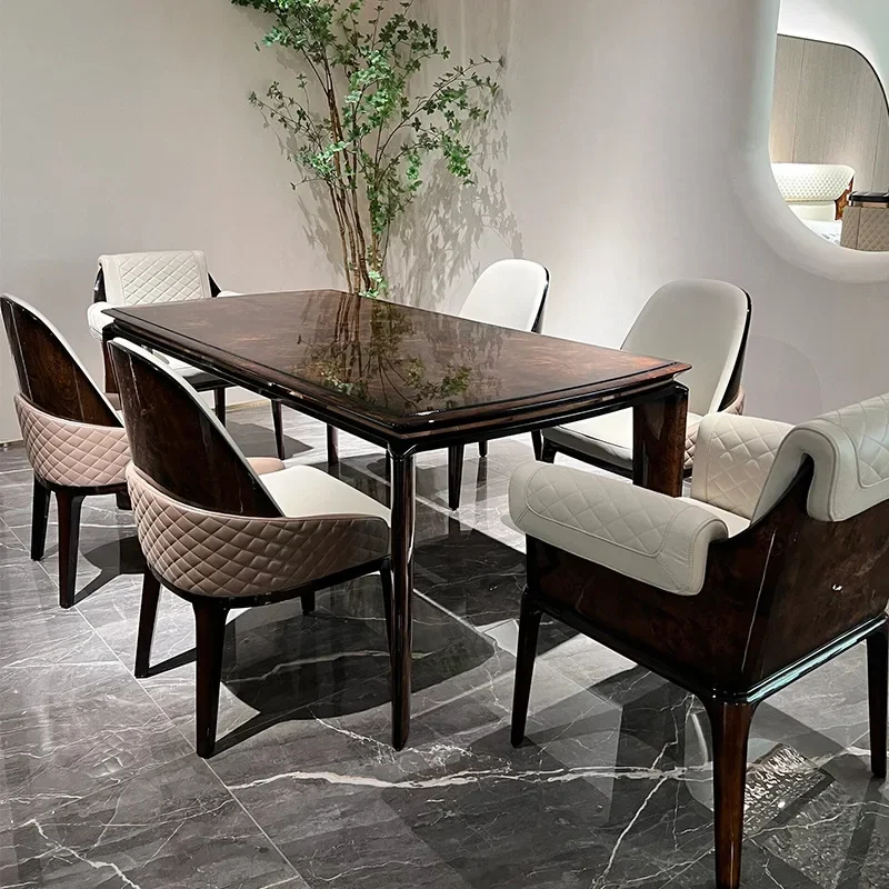Light luxury solid wood dining table and chairs