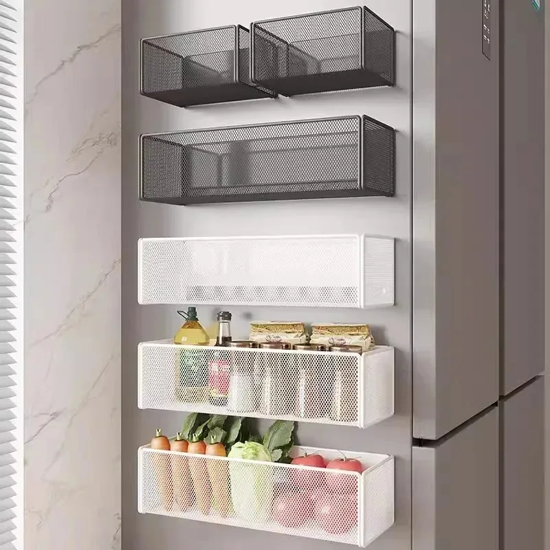 Étagère magnétique puissante à suspendre sur le côté du réfrigérateur, panier de rangement pour l'espace de cuisine sans perçage, bac organisateur pour les épices et les petits objets