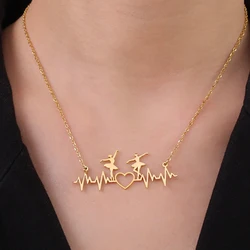 My Shape Ballet Dancer Pendant Necklaces Women Ballerina Dancing Girl Charms Choker Chain Artist Sports Stainless Steel Jewelry