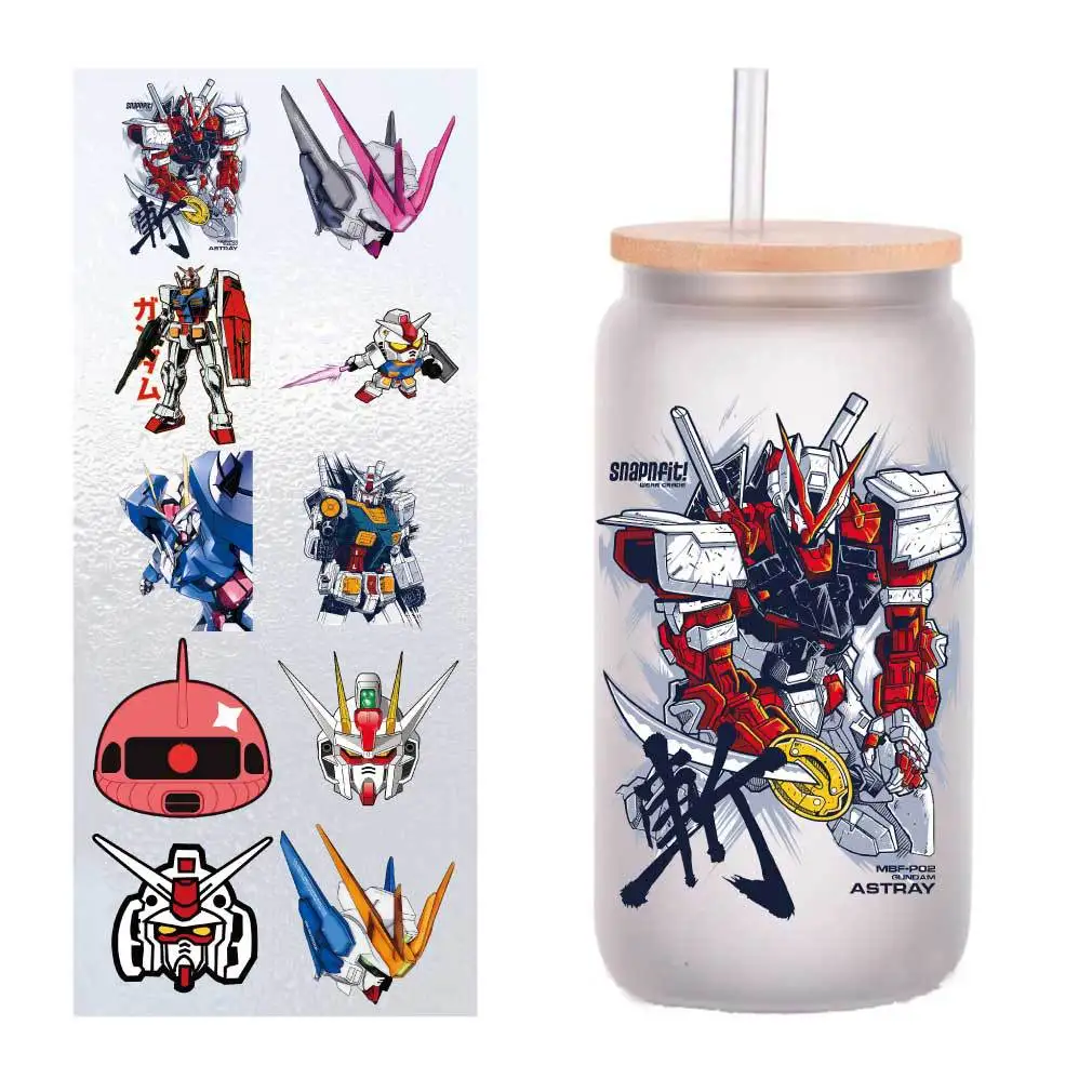 

Ten four-inch mobile suit series UV transfer stickers Crystal label Cup stickers customized.
