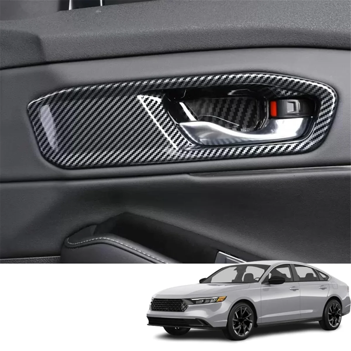 

Для Honda Accord 2023 2024 11-я внутренняя боковая дверная ручка автомобиля, крышка чаши, отделка внутреннего аксессуара (АБС-пластик из углеродного волокна)