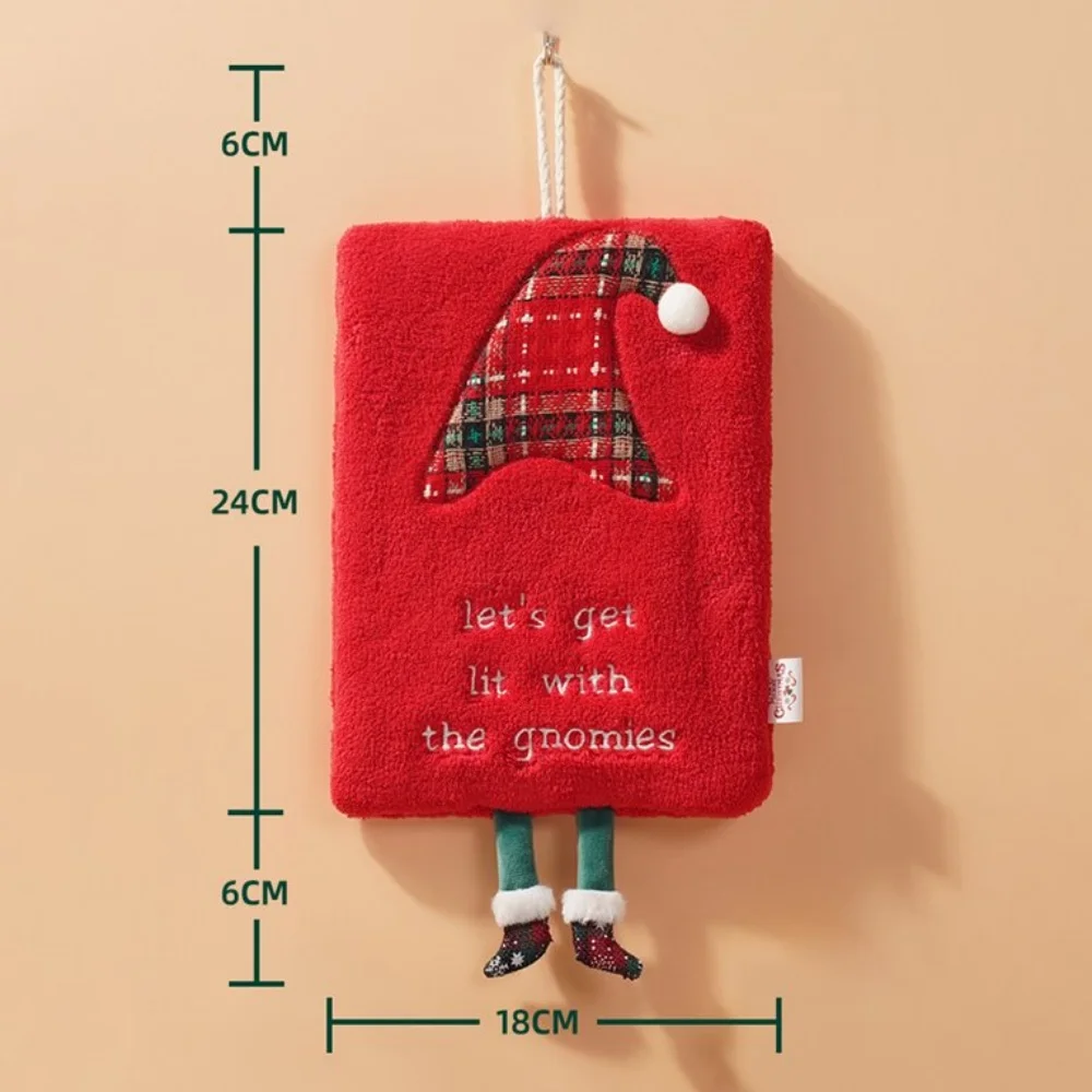 New Christmas Thickened Coral Fleece Hand Towel Kitchen Water Absorbent Quick Drying Cartoon Hand Towel Hanging Style Square Tow
