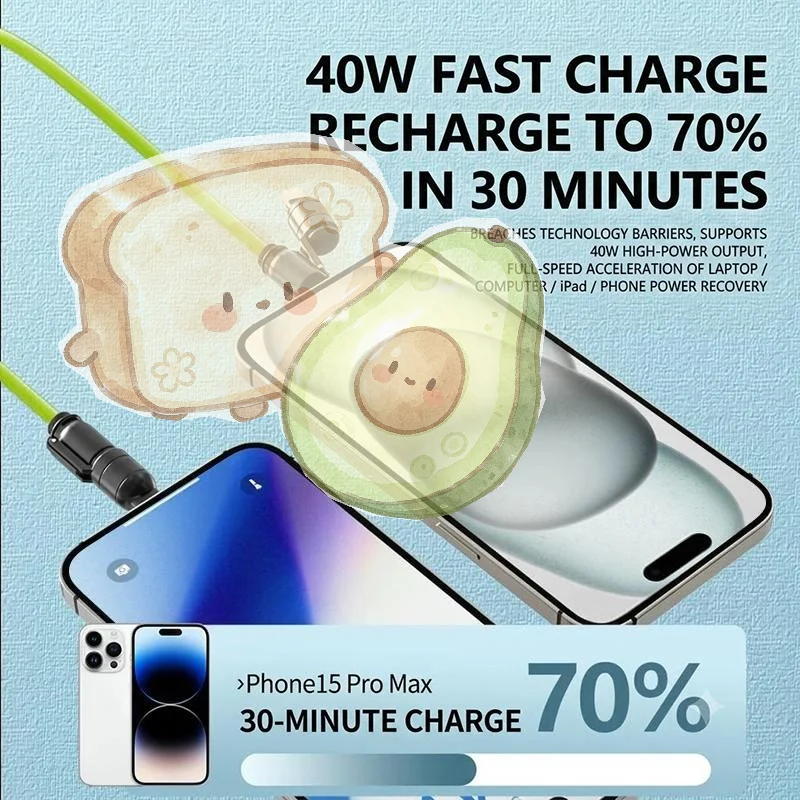 4 In 1 Multi Interface Charging Cable 66W Fast Charge Supports 4 Devices Simultaneously Universal Cord for Travel Outdoor