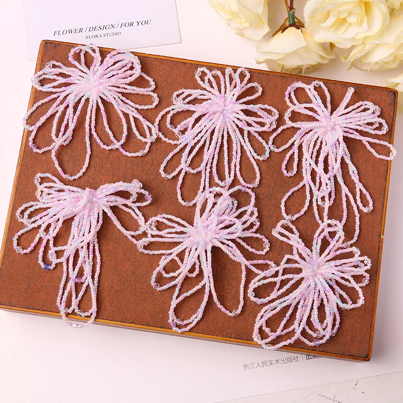 Clog Charms 1 Piece Handmade Crystal Beaded Floral Ballet Sweet Decoration for Transparent Crystal Shoes Korean Style
