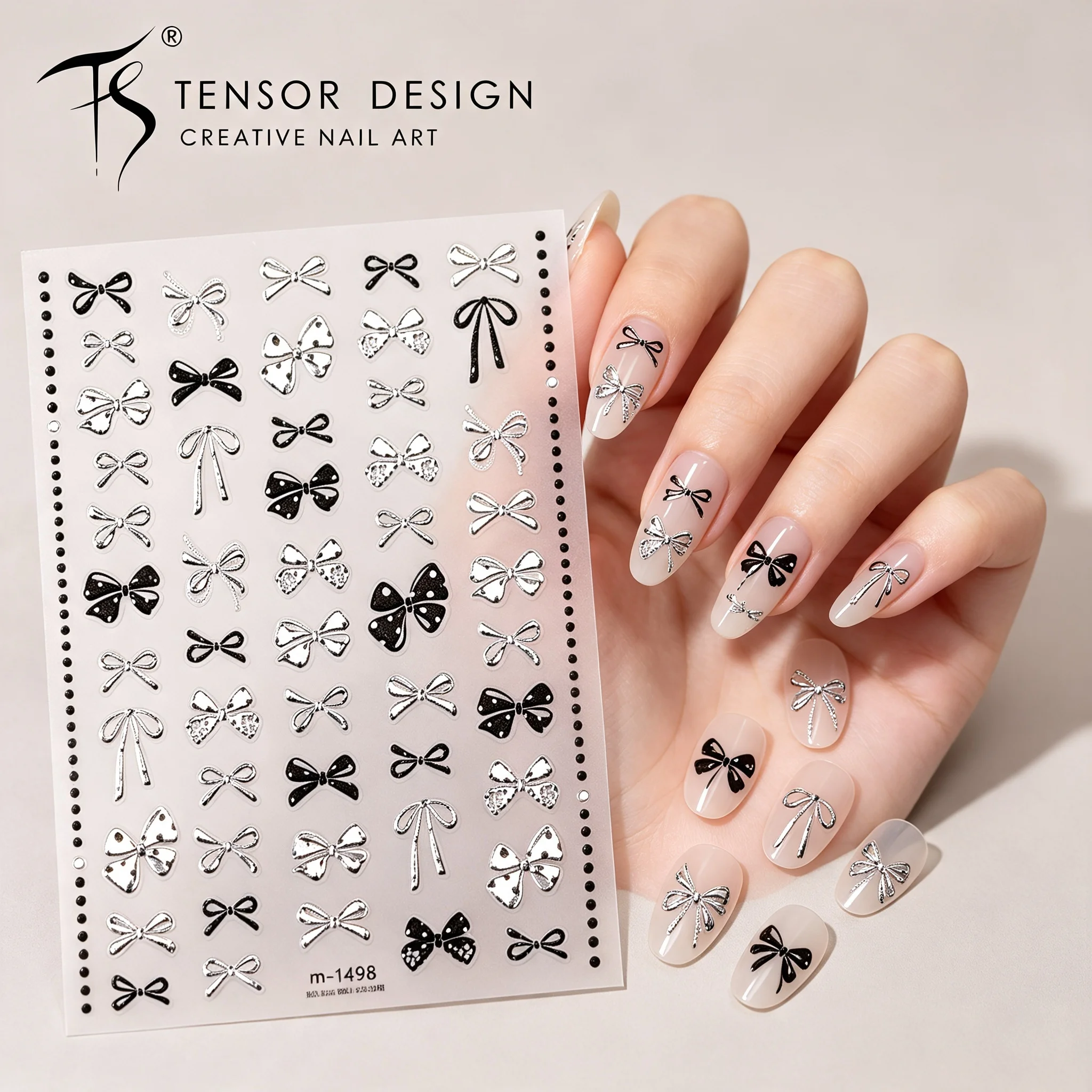 Nail Art Elegan - ملصقات أظافر تينسور نيل سوداء وفضية