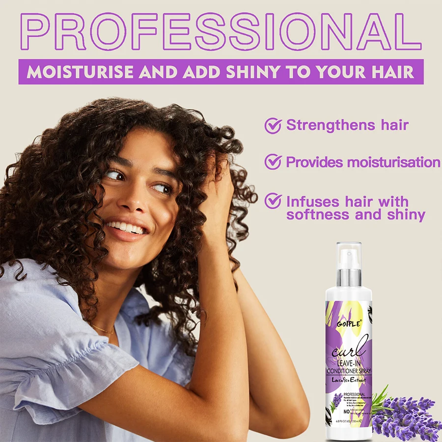200ml Curl Leave-In Conditioner for 2A-4C Hair Shiny and Moisturizing Spray Wave Curly Anti-Frizz Hair Care Products for Women