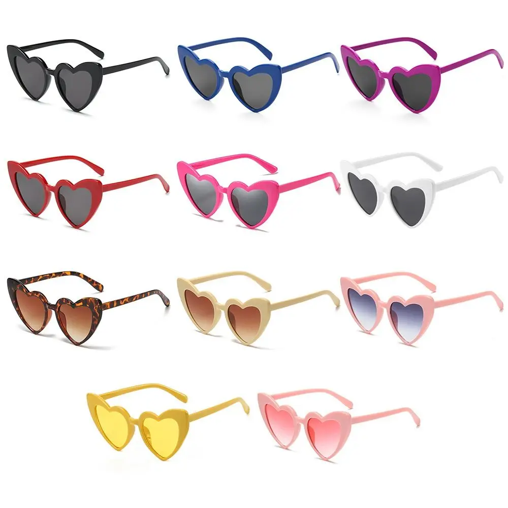 Light Effect Heart Effect Glasses Retro Cute Heart-Shaped Shades Pink Sun Glasses