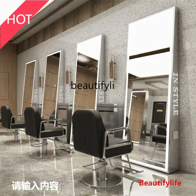 

smt03A ss NewFloor lamp perm and dye wall-mounted stainless steel barber shop mirror hair salon special double-sided mirror tabl