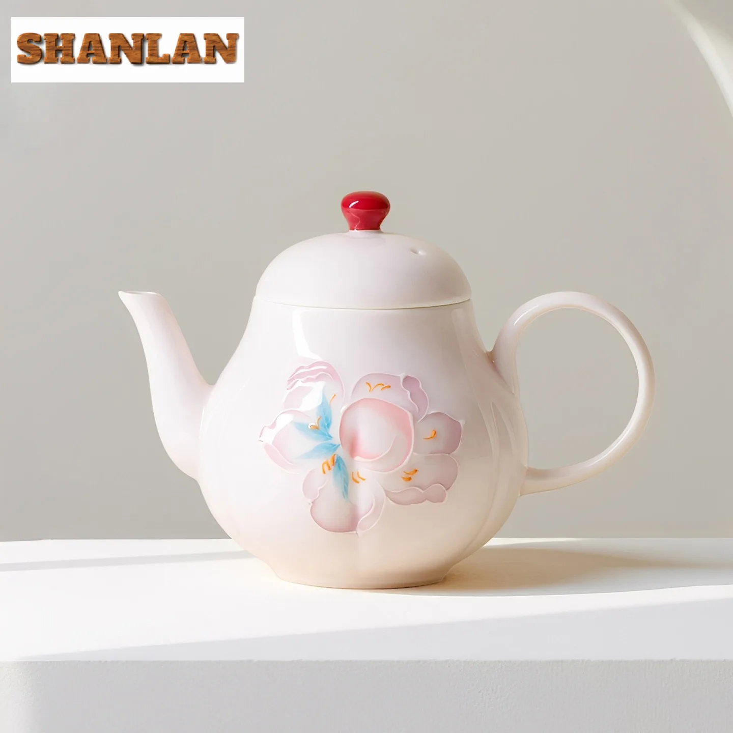 

130ml Hand-painted Peach Blossom Teapot Retro Tea Infuser Pot Tea Soaking Kettle With Ball Hole Chinese Tea Cha Decoration Craft